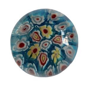 VINTAGE Small Art Glass 1.75” Round Millefiori Paperweight